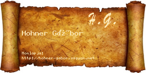 Hohner Gábor névjegykártya